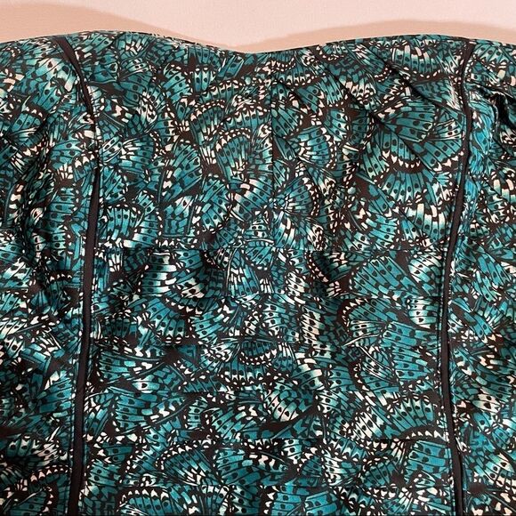 Black house white market Flutter Pleated Bustier teal green butterflies … - Picture 10 of 16